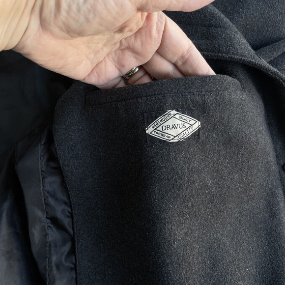 Dravus Varsity Letterman Jacket Mens Large Black Gray Snap Button Up Wool - Picture 13 of 13